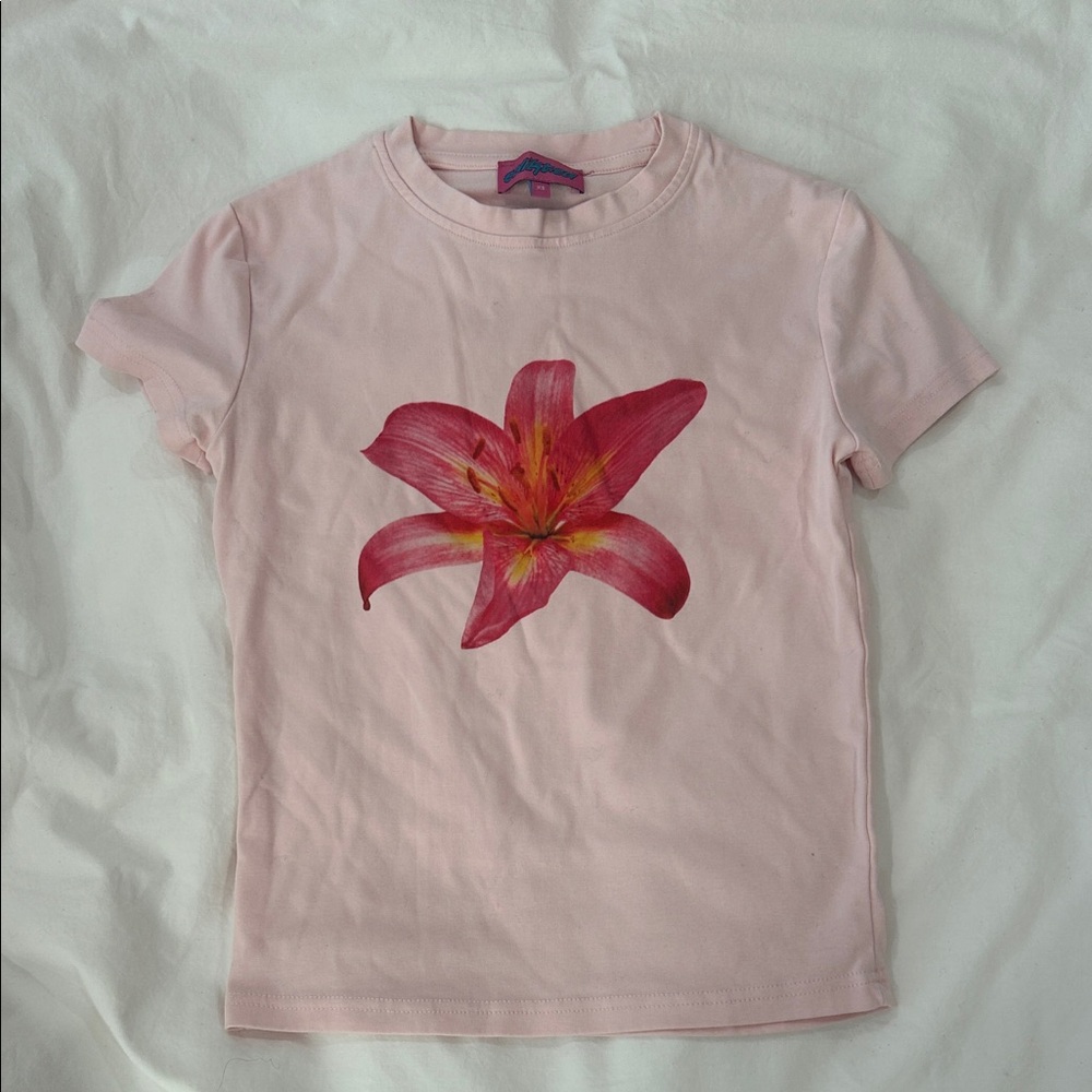 Edikted Pink Tee with Floral Design